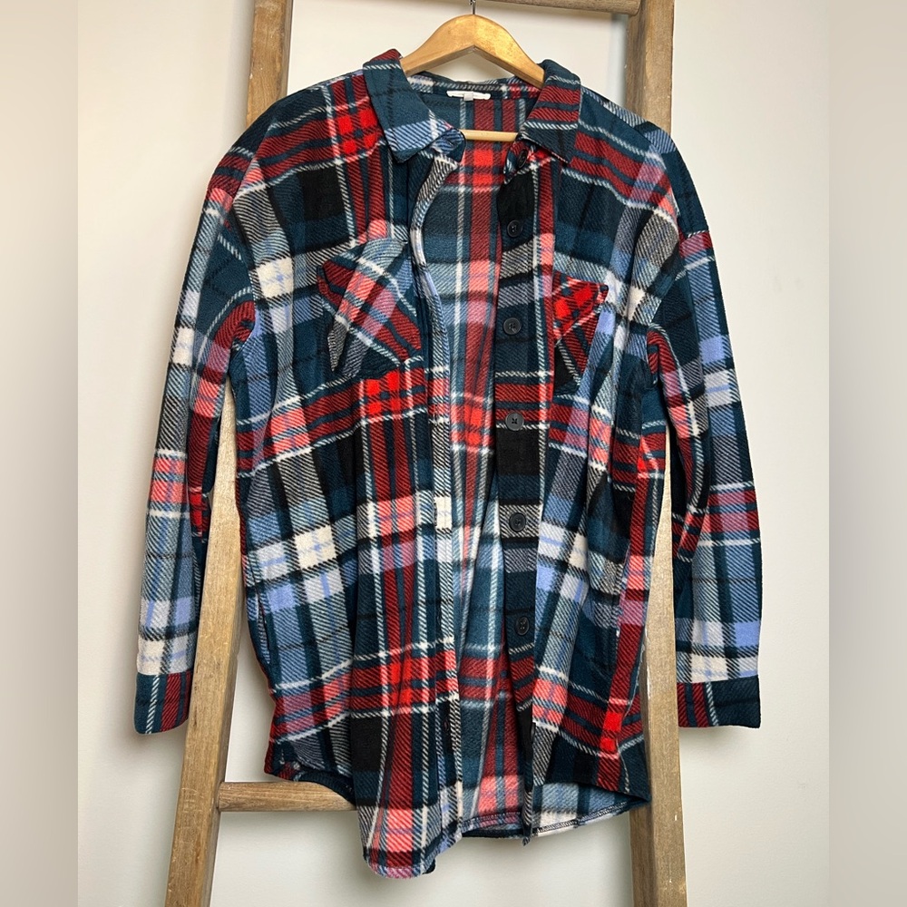 Maurices Plush Plaid Shacket XL - Like New!